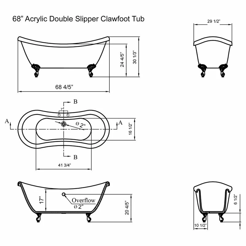 Hot Sale โค๏ธ The Tub Connection 68" Double Slipper Clawfoot Tub, Deck Mount Plumbing Package, Oil Rubbed Bronze ๐ฏ - Image 3