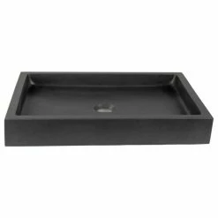 Best Pirce 😀 Eden Bath - Vessel Sinks Modern Black Lava Stone Rectangular Bathroom Vessel Sink, 22"x16" ⭐