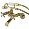 Deals 🛒 Kingston Brass Kingston Adjustable Center Tub Wall Mount Clawfoot Tub Faucet, Polished Brass 👏