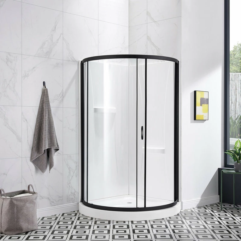 Discount ๐งจ OVE Decors Breeze 36 Shower Kit, Clear Glass Walls And Base, Black ๐ - Image 6
