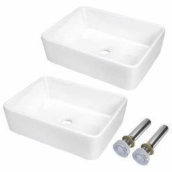 Top 10 😀 Yescom Aquaterior 2 Pack Rectangle Porcelain Above Counter Vessel Sink Ceramic Basin 🎁