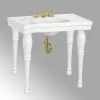 Best Pirce 🔥 Renovators Supply Manufacturing White Console Sink Belle Epoque With Spindle Legs And Widespread Faucet Holes 🎉