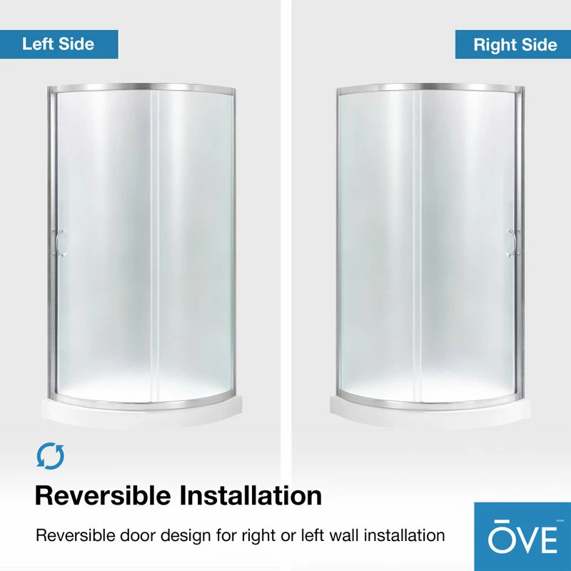 Outlet 😍 OVE Decors Breeze 32 Shower Kit, Frosted Glass Panels And Base, Satin Nickel 🔔 - Image 13