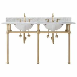 Flash Sale 🧨 Water Creation Embassy 60" Wide Double Wash Stand, P-Trap, Countertop With Basin, Faucet 🎉