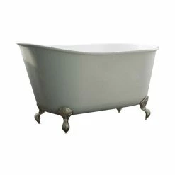 Buy 😉 The Tub Connection 54" Cast Iron Swedish Tub Without Faucet Holes "Gentry", Brushed Nickel Feet ✨