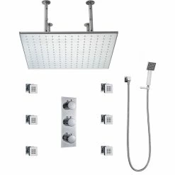 Best Sale 🔥 Fontana Showers 24" Ceiling Shower Rain Head Set With Shower Body Jets ❤️