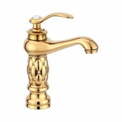 Cheap ๐ BathSelect Herault Deck-Mount Single Handle Bathroom Sink Faucet, Gold, Short ๐