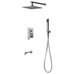 Best deal ❤️ Homary LED Brushed Nickel Shower Set 8" Rain Shower & Tub Spout Shower Combo Set, 10" 💯