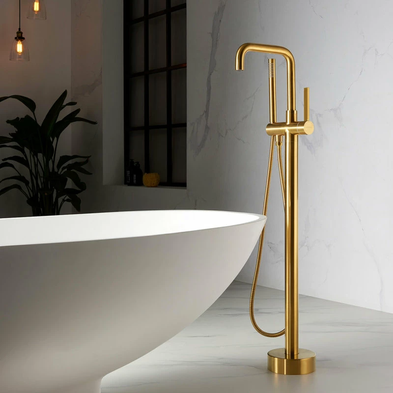Outlet 🥰 Vinnova Delara Freestanding Tub Faucet, Hand Shower, Brushed Gold 🎁 - Image 3