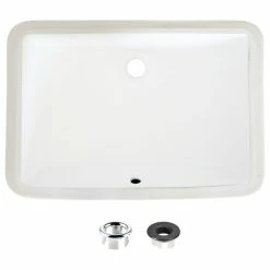 Promo 🥰 STYLISH 21" Rectangular Undermount Ceramic Bathroom Sink, 2 Overflow Finishes ❤️