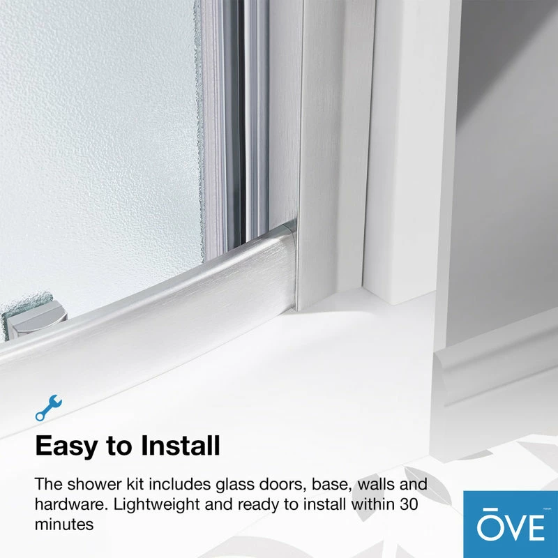 Outlet 🔥 OVE Decors Breeze 36 Shower Kit, Frosted Glass Walls And Base, Satin Nickel 👍 - Image 11