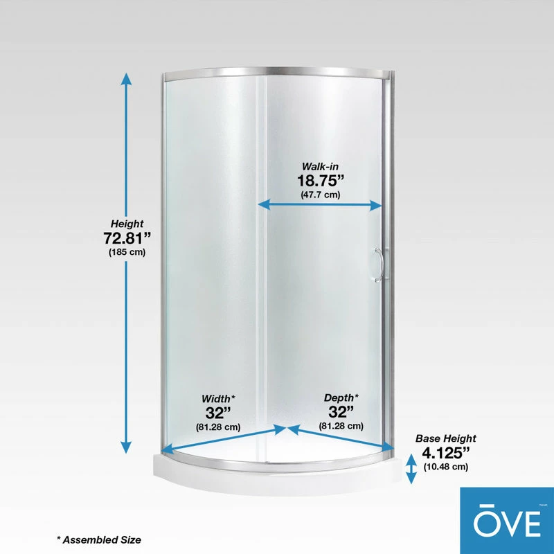 Outlet 😍 OVE Decors Breeze 32 Shower Kit, Frosted Glass Panels And Base, Satin Nickel 🔔 - Image 3