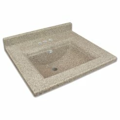 Outlet ✨ Transolid Savannah 37"x22" Single Bowl Vanity Top For 4" Centerset Faucet, Latte 🌟