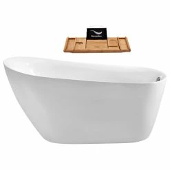 Cheap ✨ 67" Streamline N-281-67FSWH-FM Soaking Freestanding Tub With Internal Drain 🔥