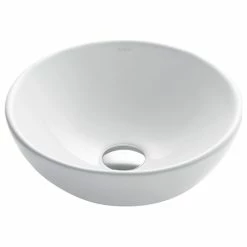 Buy 🧨 Kraus USA, Inc. Elavo Ceramic Round Vessel White Sink ⌛