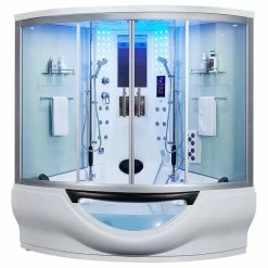 Cheap ✔️ Maya Bath Platinum Superior Steam Shower W/ Heated Massage Bathtub Whirlpool Hot Tub Sauna ⌛