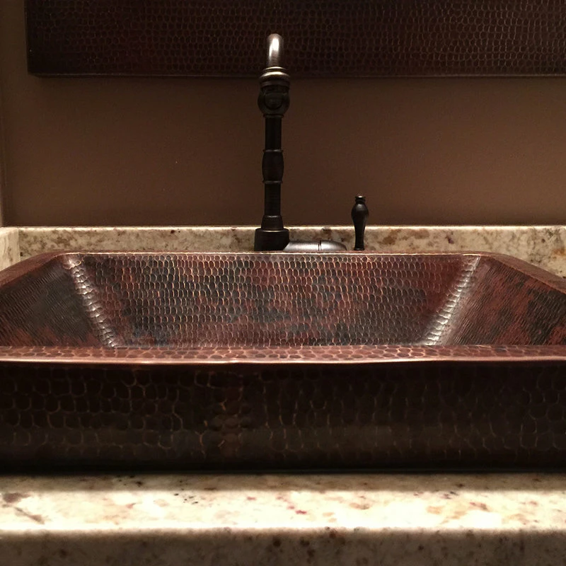 Wholesale โ๏ธ Premier Copper Products 19" Rectangle ๐ Skirted Vessel ๐จ Hammered Copper Sink, Oil Rubbed Bronze โ - Image 11