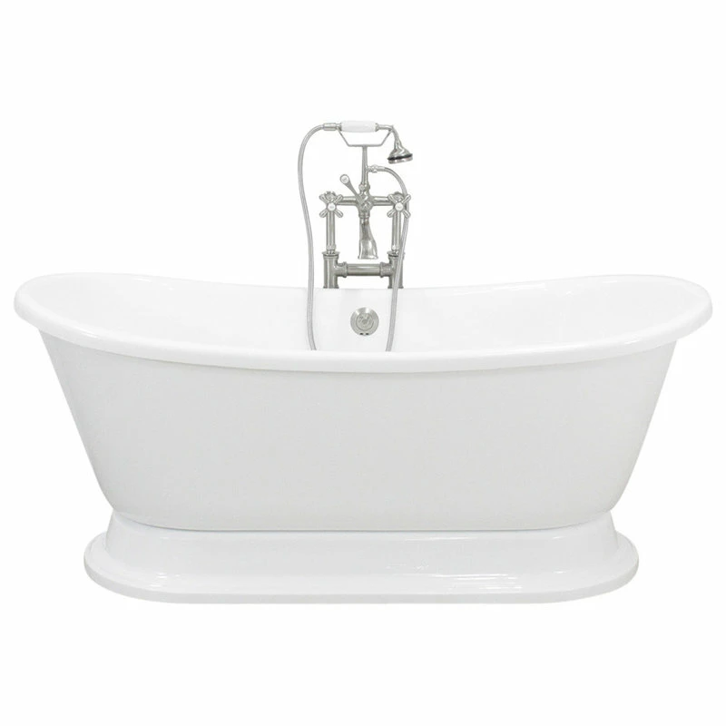 Best Pirce ๐ The Tub Studio Isabetta White French Bateau Pedestal Bathtub, 59" Length ๐ฅ - Image 2