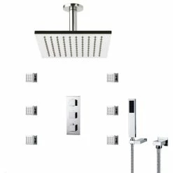 Discount ๐งจ BathSelect Perugia 16" Ceiling Mount LED Shower Head With Body Massage Jets ๐