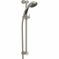 Best Pirce 🥰 Delta Faucet Delta Premium 3-Setting Slide Bar Hand Shower, Stainless, 57014-SS ⌛