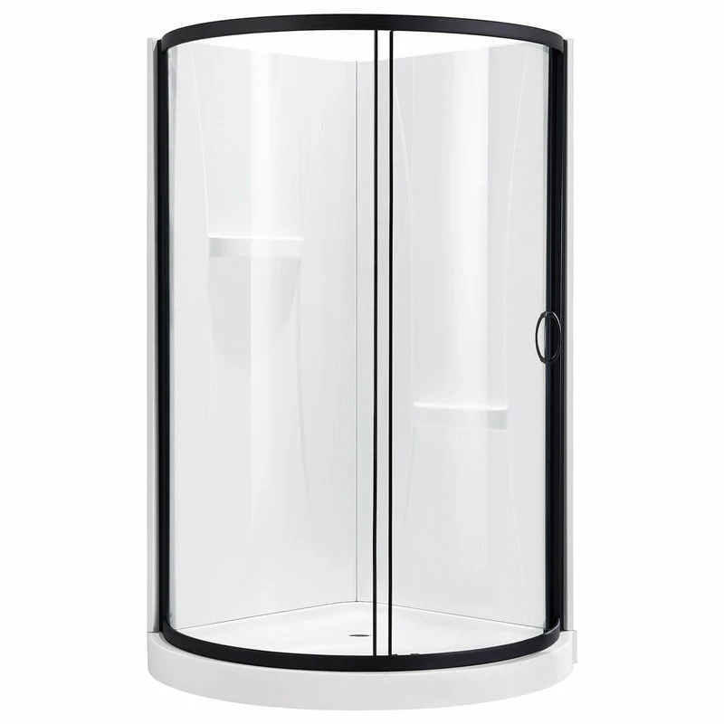 Discount ๐งจ OVE Decors Breeze 36 Shower Kit, Clear Glass Walls And Base, Black ๐