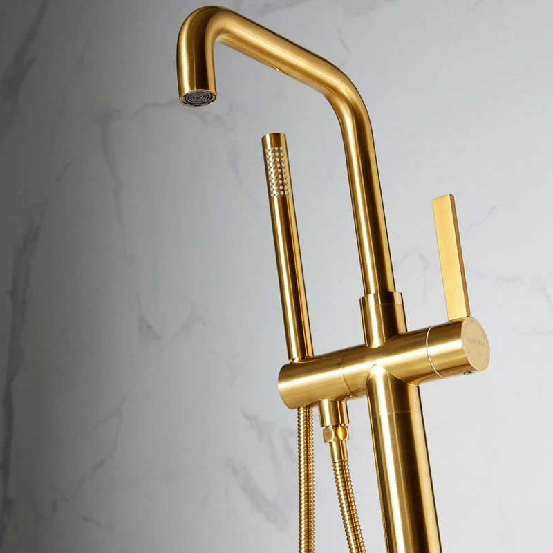 Outlet 🥰 Vinnova Delara Freestanding Tub Faucet, Hand Shower, Brushed Gold 🎁 - Image 5
