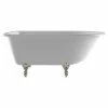 Flash Sale 👏 The Tub Connection 55" Cast Iron Rolled Rim Tub, 7" Faucet Hole Drillings, Brushed Nickel Feet 😍