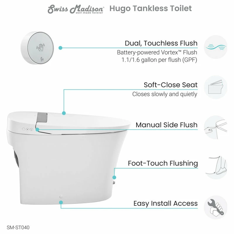 Best reviews of ๐ Swiss Madison Hugo Intelligent One-Piece Elongated Toilet, Touchless Dual-Flush 1.1/1.6 GPF ๐ฅ - Image 7