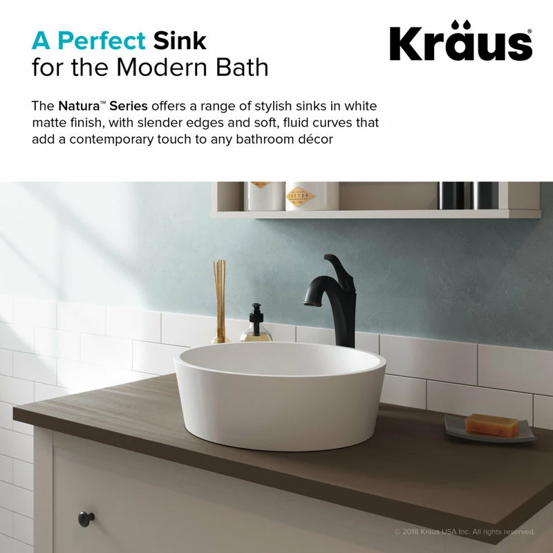 Coupon 🎁 Kraus USA, Inc. Natura Round Vessel Bathroom Sink, Stone Resin Solid Surface 😀 - Image 7