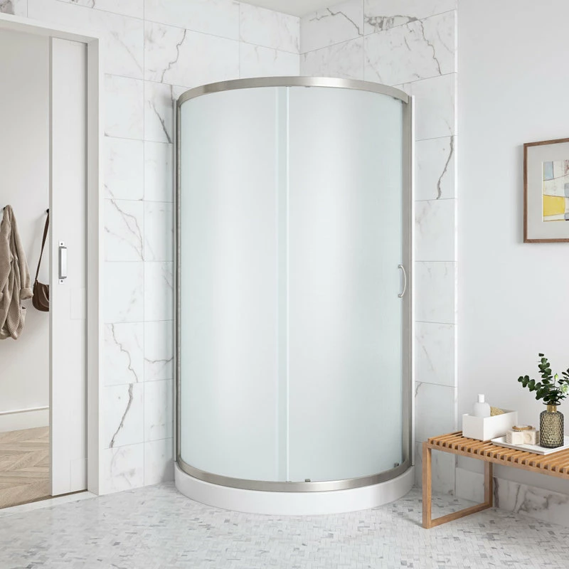 Outlet 🔥 OVE Decors Breeze 36 Shower Kit, Frosted Glass Walls And Base, Satin Nickel 👍 - Image 4
