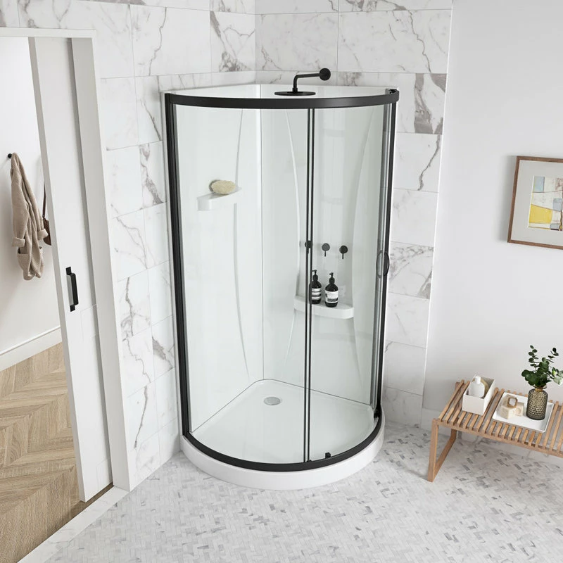 Discount ๐งจ OVE Decors Breeze 36 Shower Kit, Clear Glass Walls And Base, Black ๐ - Image 5