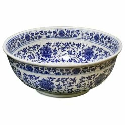 Top 10 🌟 China Furniture And Arts Blue And White Porcelain Floral Motif Oriental Basin 🎉