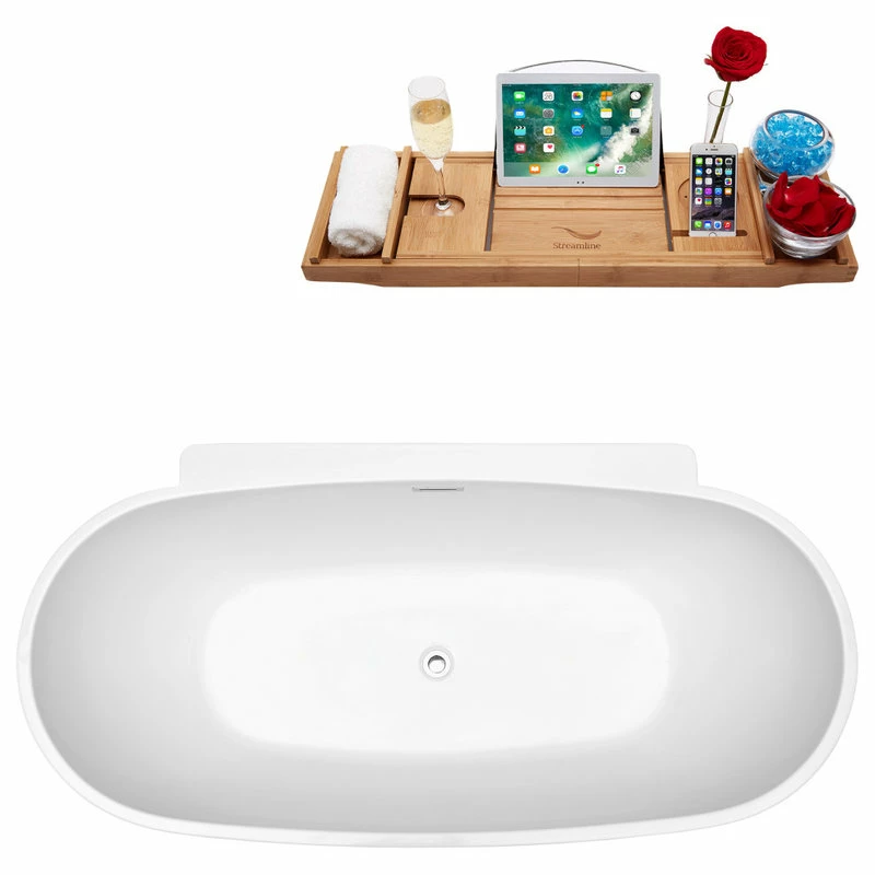 Coupon 👏 59" Streamline N-300-59FSWH-FM Soaking Freestanding Tub With Internal Drain 💯 - Image 5