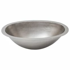 Outlet ⭐ Premier Copper Products Oval Under Counter 🔨 Hammered Copper Bathroom Sink, Nickel 😍