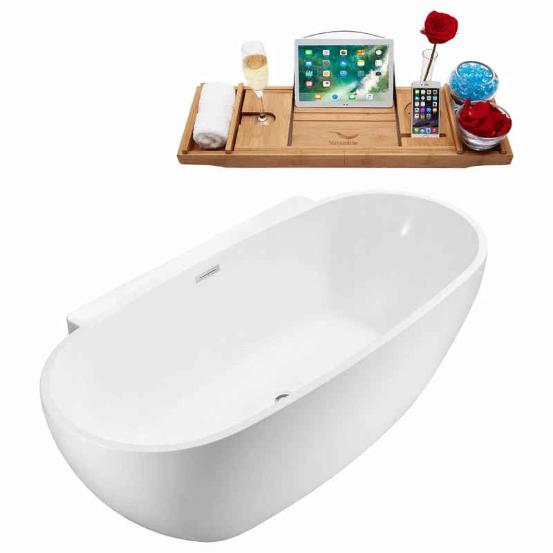 Coupon 👏 59" Streamline N-300-59FSWH-FM Soaking Freestanding Tub With Internal Drain 💯 - Image 4