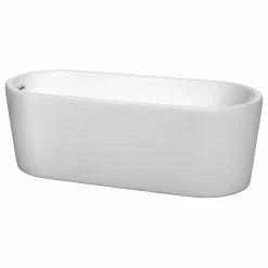 Best deal โ Wyndham Collection Ursula 67" Freestanding White Bathtub, Polished Chrome Drain And Overflow Trim ๐งจ