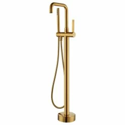 Outlet 🥰 Vinnova Delara Freestanding Tub Faucet, Hand Shower, Brushed Gold 🎁
