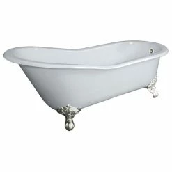 Brand new 🎁 The Tub Connection 67" Cast Iron Slipper Tub Without Faucet Holes, "Clay", Brushed Nickel Feet ⭐