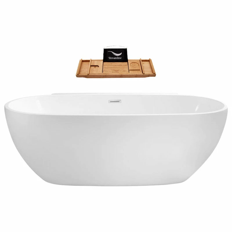 Coupon 👏 59" Streamline N-300-59FSWH-FM Soaking Freestanding Tub With Internal Drain 💯