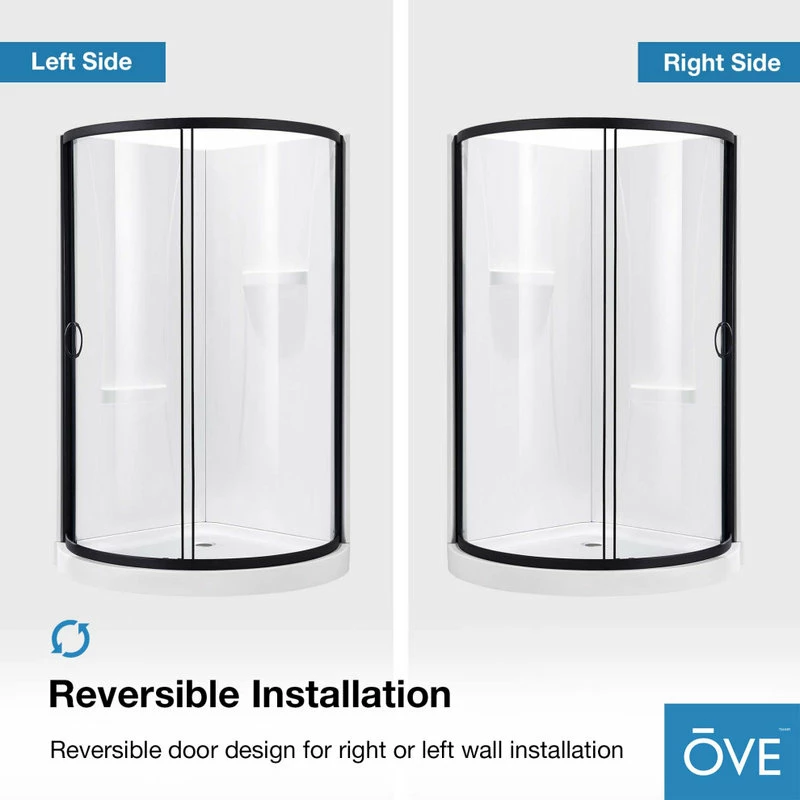 Discount ๐งจ OVE Decors Breeze 36 Shower Kit, Clear Glass Walls And Base, Black ๐ - Image 13