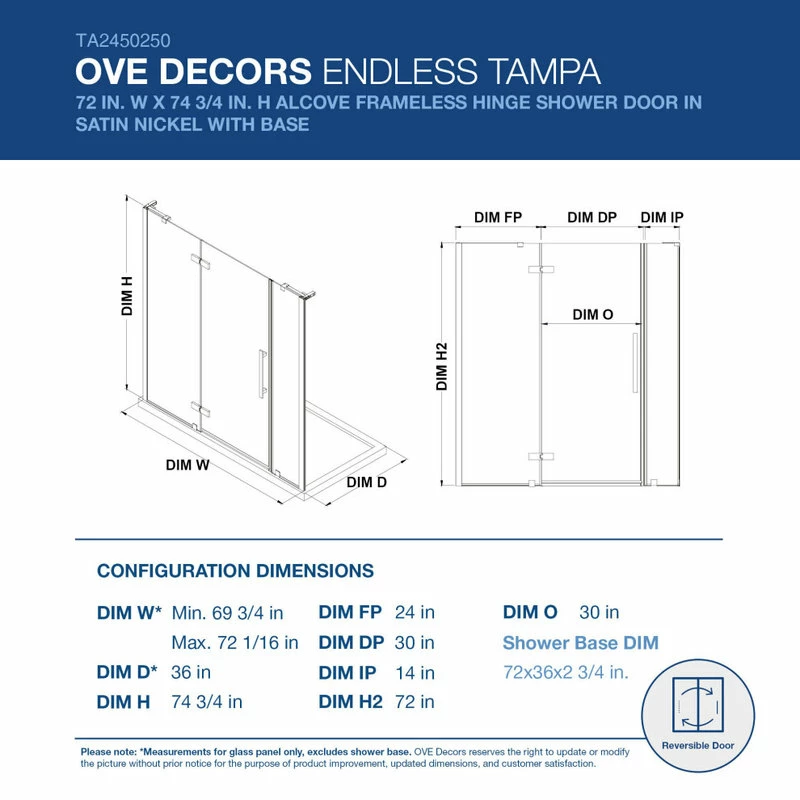 Cheapest ๐คฉ OVE Decors Endless TA2450250 Tampa Alcove And Base 72" W X 74 3/4" H SN โ๏ธ - Image 4
