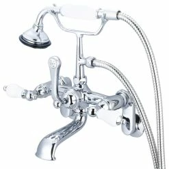 Budget 🎉 Water Creation Vintage Classic Wall Mount Tub Faucet With Handshower, Hand Polished, Richly Tri 🤩