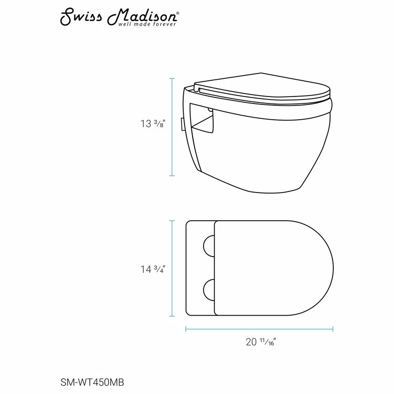 Brand new 😀 Swiss Madison Ivy Wall Hung Elongated Toilet Bowl 0.8/1.28 GPF Dual Flush, Matte Black 💯 - Image 14