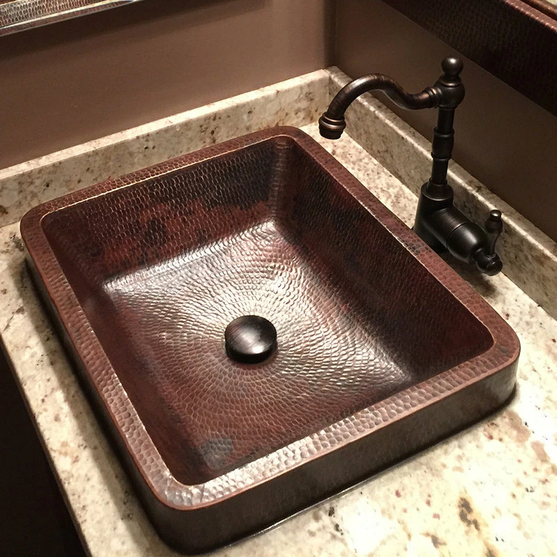 Wholesale โ๏ธ Premier Copper Products 19" Rectangle ๐ Skirted Vessel ๐จ Hammered Copper Sink, Oil Rubbed Bronze โ - Image 10
