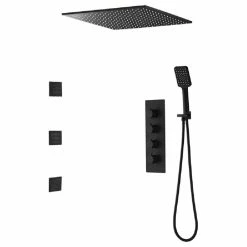 Wholesale 🎉 Homary Ceiling Mount Square Black Rain Shower System With Body Spray Jets In Wall, 20 I 😍