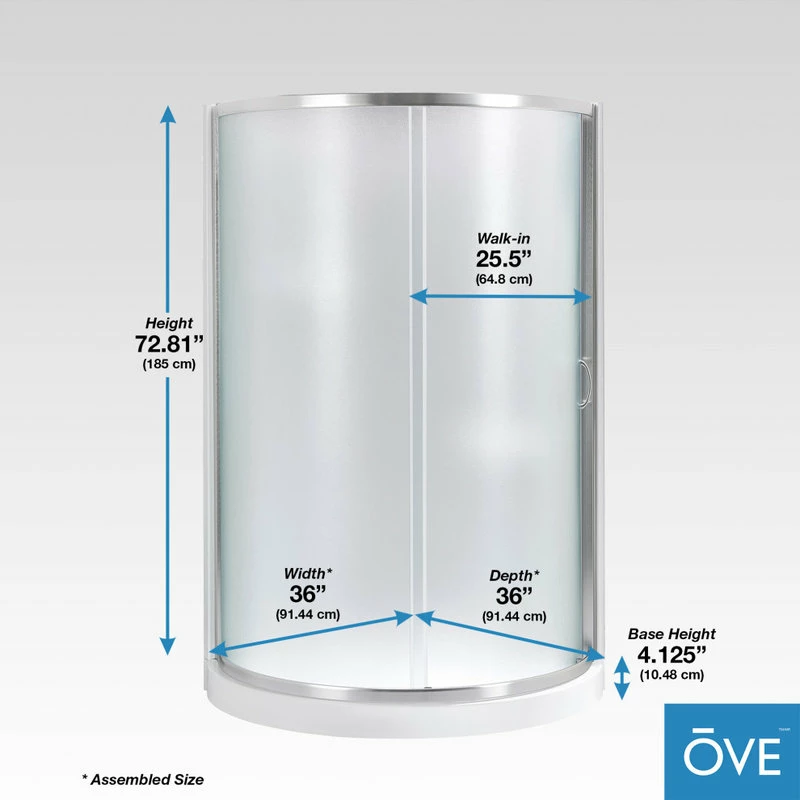 Outlet 🔥 OVE Decors Breeze 36 Shower Kit, Frosted Glass Walls And Base, Satin Nickel 👍 - Image 3