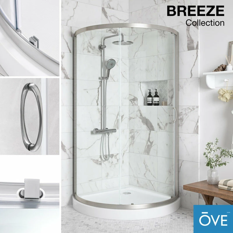 Top 10 ๐งจ OVE Decors Breeze 34 Shower Kit, Clear Glass Panels And Base, Satin Nickel ๐ - Image 2