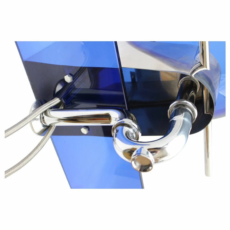 Cheap โญ Renovators Supply Manufacturing Blue Glass Wall Mount Sink Lotus Design With Chrome Faucet, Drain And Towel Bar ๐ - Image 7