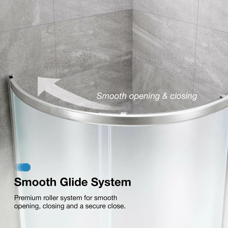 Outlet 😍 OVE Decors Breeze 32 Shower Kit, Frosted Glass Panels And Base, Satin Nickel 🔔 - Image 9