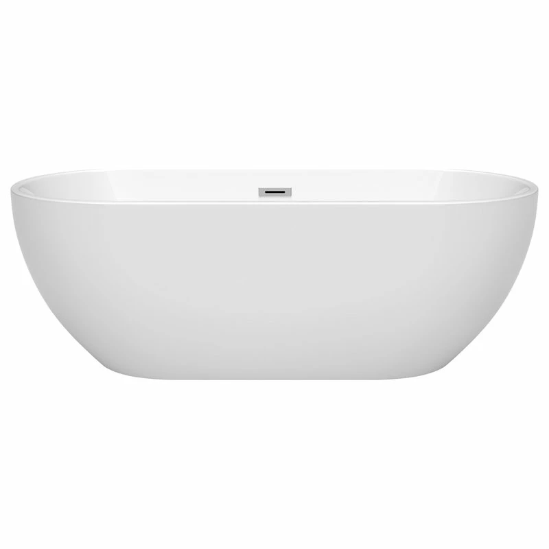 Discount ๐งจ Wyndham Collection Brooklyn 67" Freestanding White Bathtub, Polished Chrome Drain And Overflow Trim ๐ฅ - Image 2